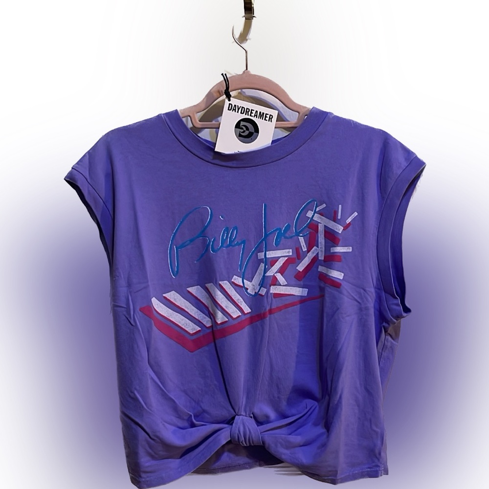 Daydreamer Billy Joel Broken Keys Tie Front Top - Size M